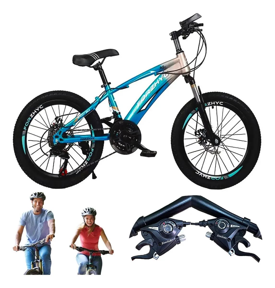 Bicicleta De Montaña 21 Vel. Suspension Frenos De Disco R-24 Color Azul con Gris Tamaño del cuadro 24