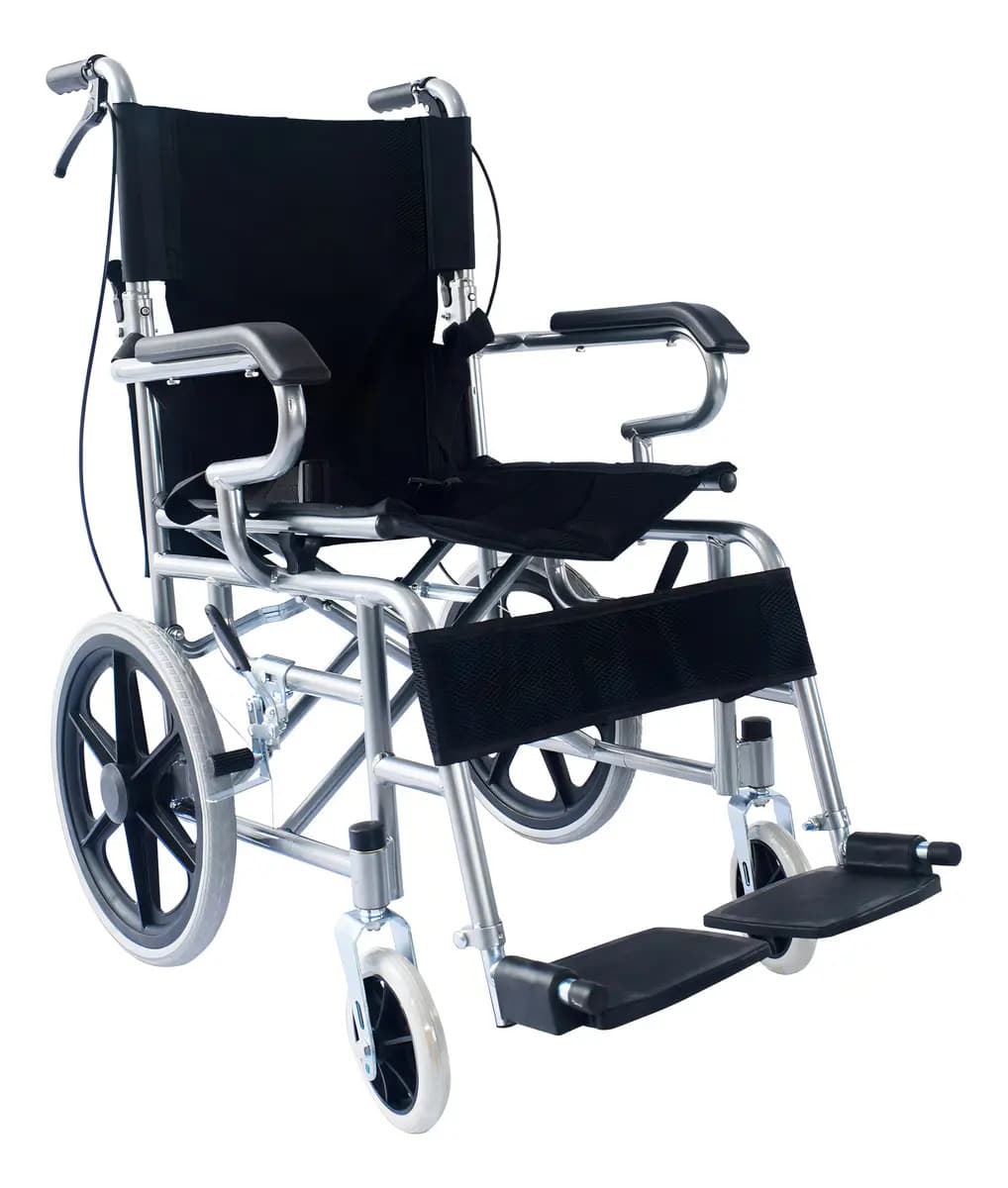 Silla De Ruedas Todo Terreno Infinity Para Traslado, Plegable, Color Negro, Con Respaldo Abatible, Con Frenos En Agarradera