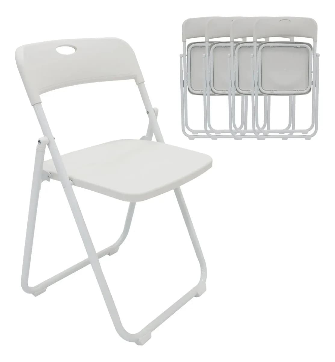 Sillas Set De 4 Sillas Plegables Reforzada Blancas Blanco Sipl04bl