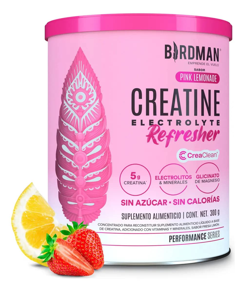 Birdman Creatine Refresher | Creatina Monohidratada con Electrolitos, Magnesio y Vitaminas | Pink Lemonade | 30 Porciones