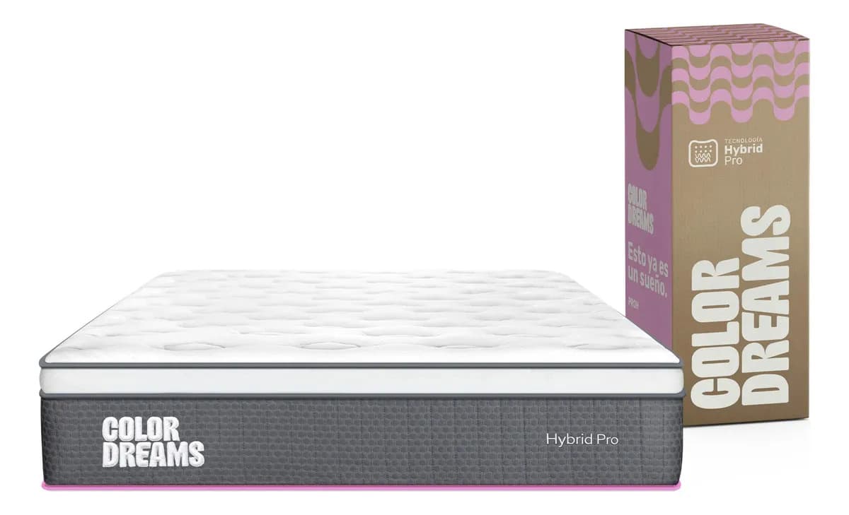 Colchón Queen Color Dreams Pro Hybrid 28 cm | Híbrido pocket coil + memory foam con Eurotop | Firmeza media | Hipoalergénico y antiácaros | 150x190 cm | Colchones en caja
