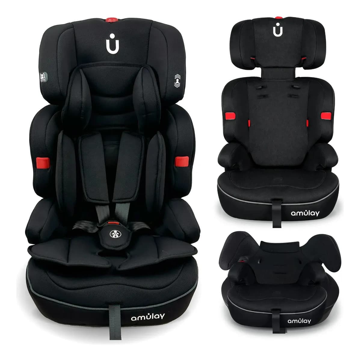 Autoasiento Booster Bebe Para Carro Amulay Modelo Zendy - Silla Seguridad Color Negro 9 a 36 Kg