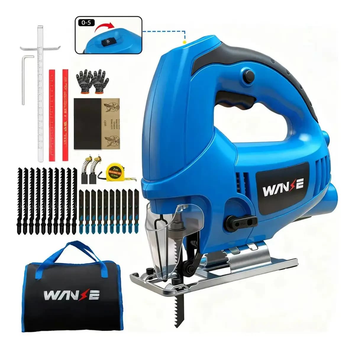Sierra Caladora 1300W Velocidad Variable Corte Preciso Madera Metal WANSE