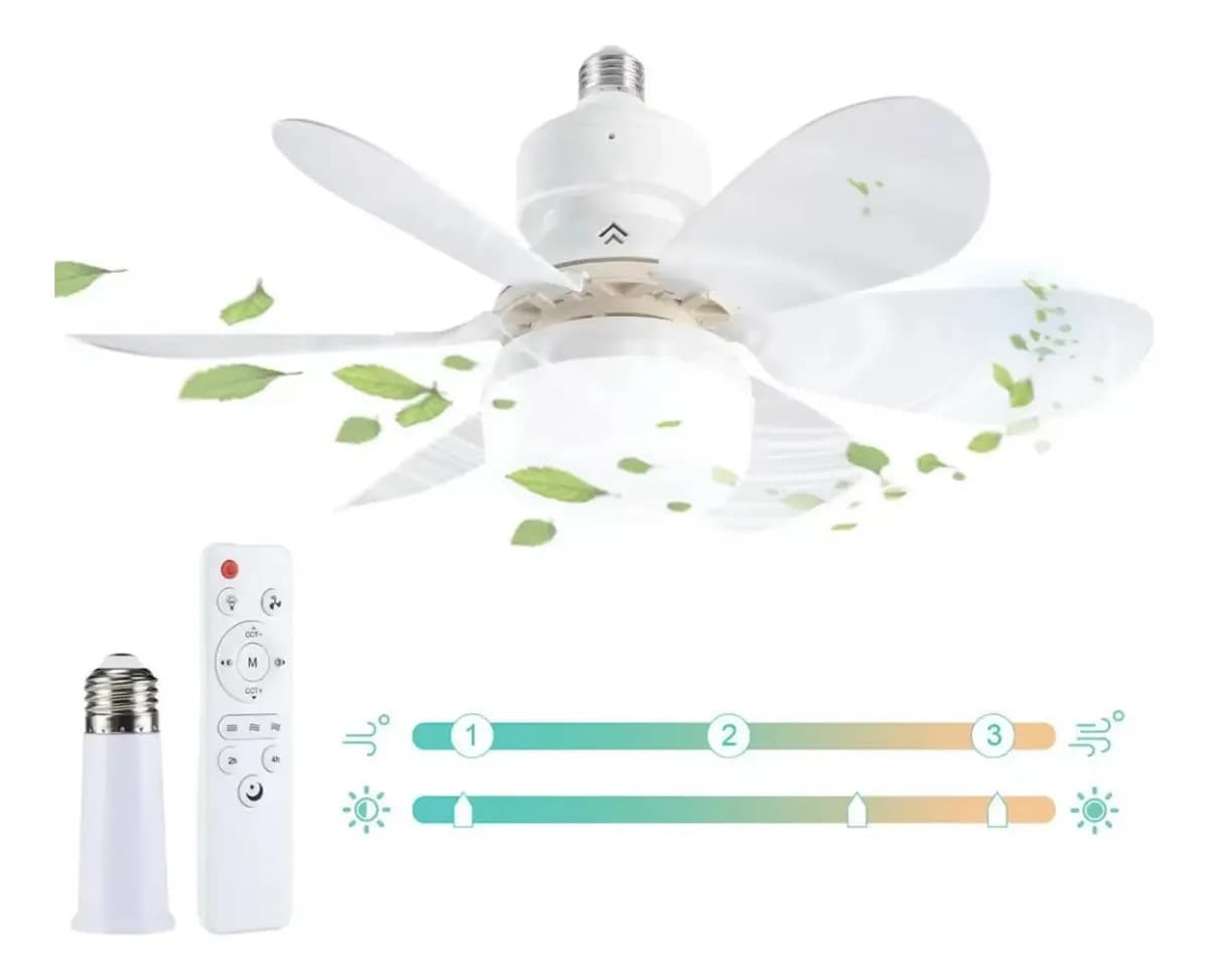 Ventilador 52 Cm Con Aspas Techo Control Remoto 6 Aspas 52 Cm Blanco Plástico 6