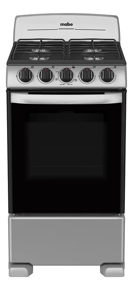 Estufa Mabe Em5032baps1 A Gas 4 Quemadores Plateada Puerta Con Visor