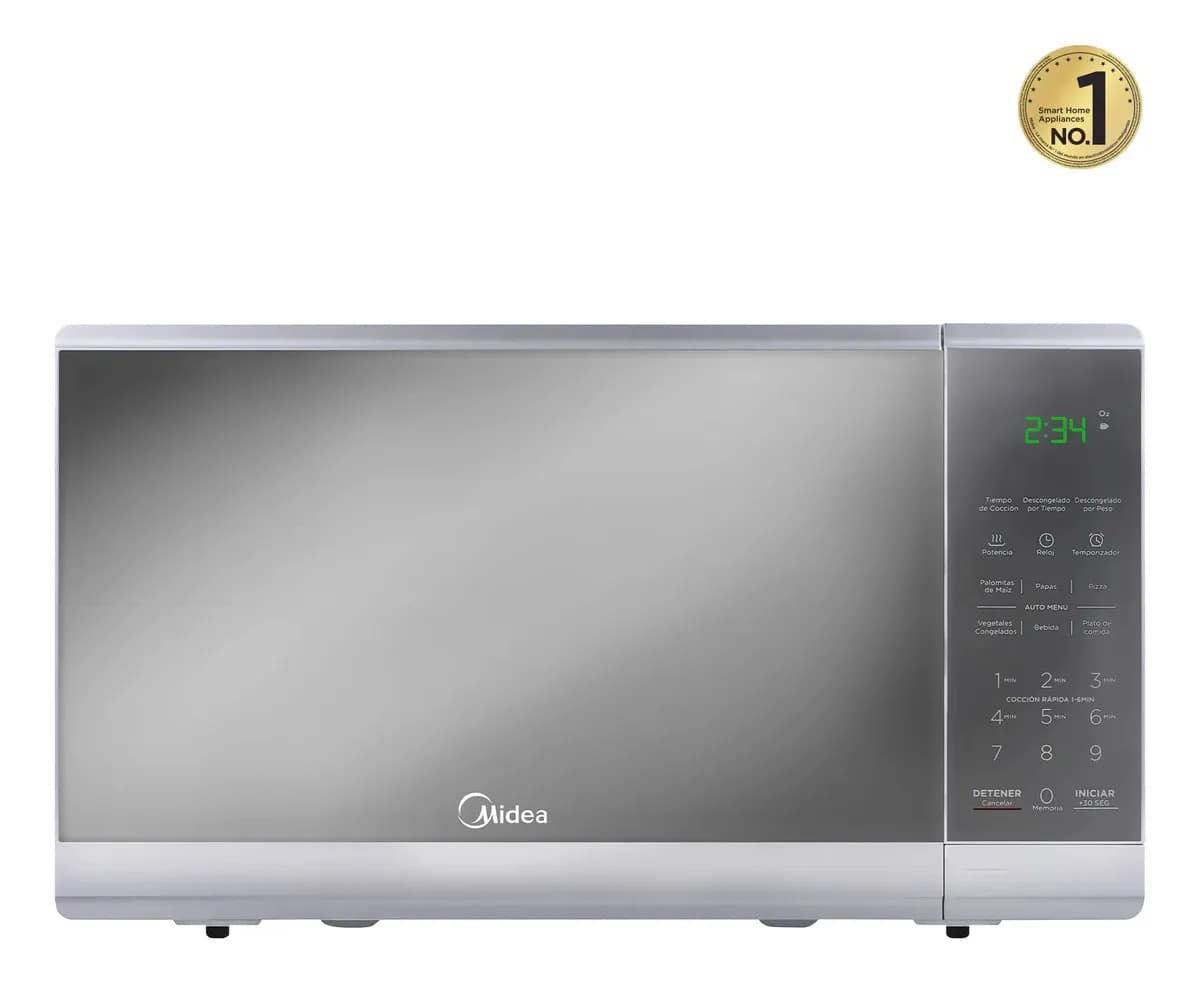 Horno de Microondas Doméstico Midea Mmdf07s2mg 0.7 Pies 20 Litros Acabado Espejo