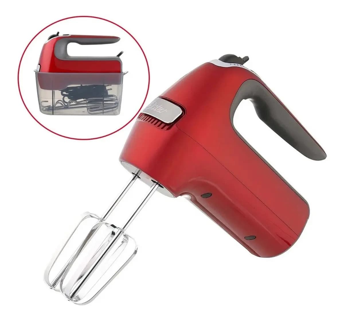 Batidora De Mano Oster® 7 Velocidades + Función Turbo Fpsthm Rojo 50 Hz 60