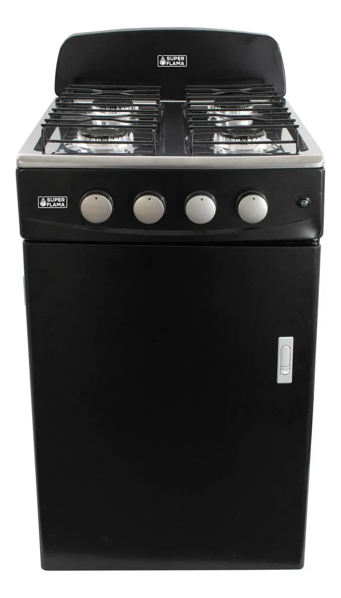 Parrilla Con Gabinete Supra De 4 Quemadores Color Negro Negro