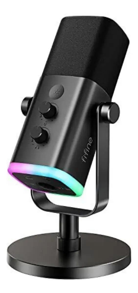 Microfono Fifine Am8 Usb Xlr Rgb Para Streaming Podcast N Negro