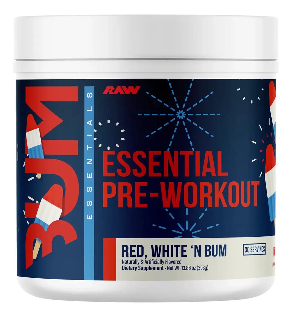 Pre Entreno Cbum Essential Raw Nutrition 30 Servicios Sabor Red White N´ Bum