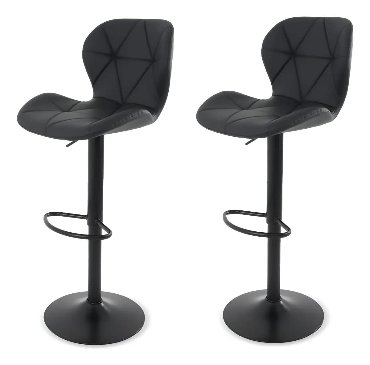 Silla De Bar Y Barra De Cocina Moderno Con Respaldo Set 2 Pz Negro