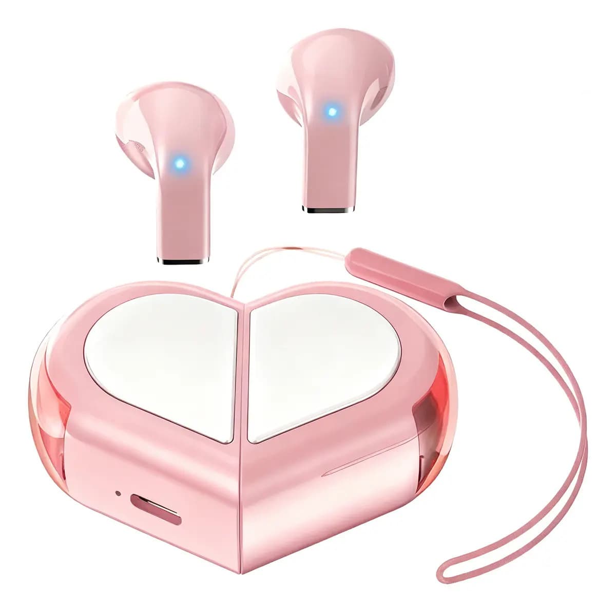 Audífonos Gamer In-ear Trymiss K520 Rosa con Bluetooth y Cancelación de Ruido Mini Corazón Con Micrófono Audífonos Para Gym Manos Libres