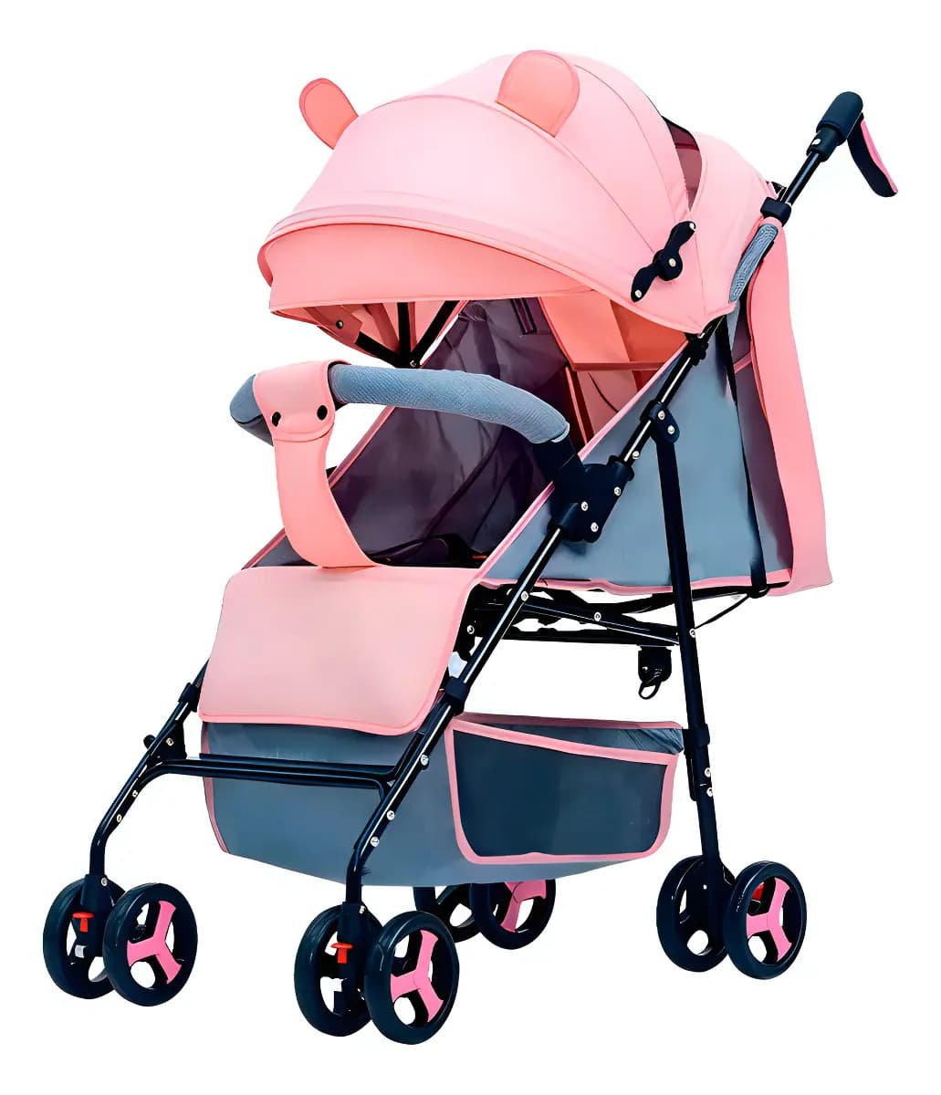 Carriola De Bastón Plegable Todostore Para Bebé Carreola Reclinable Color Rosa