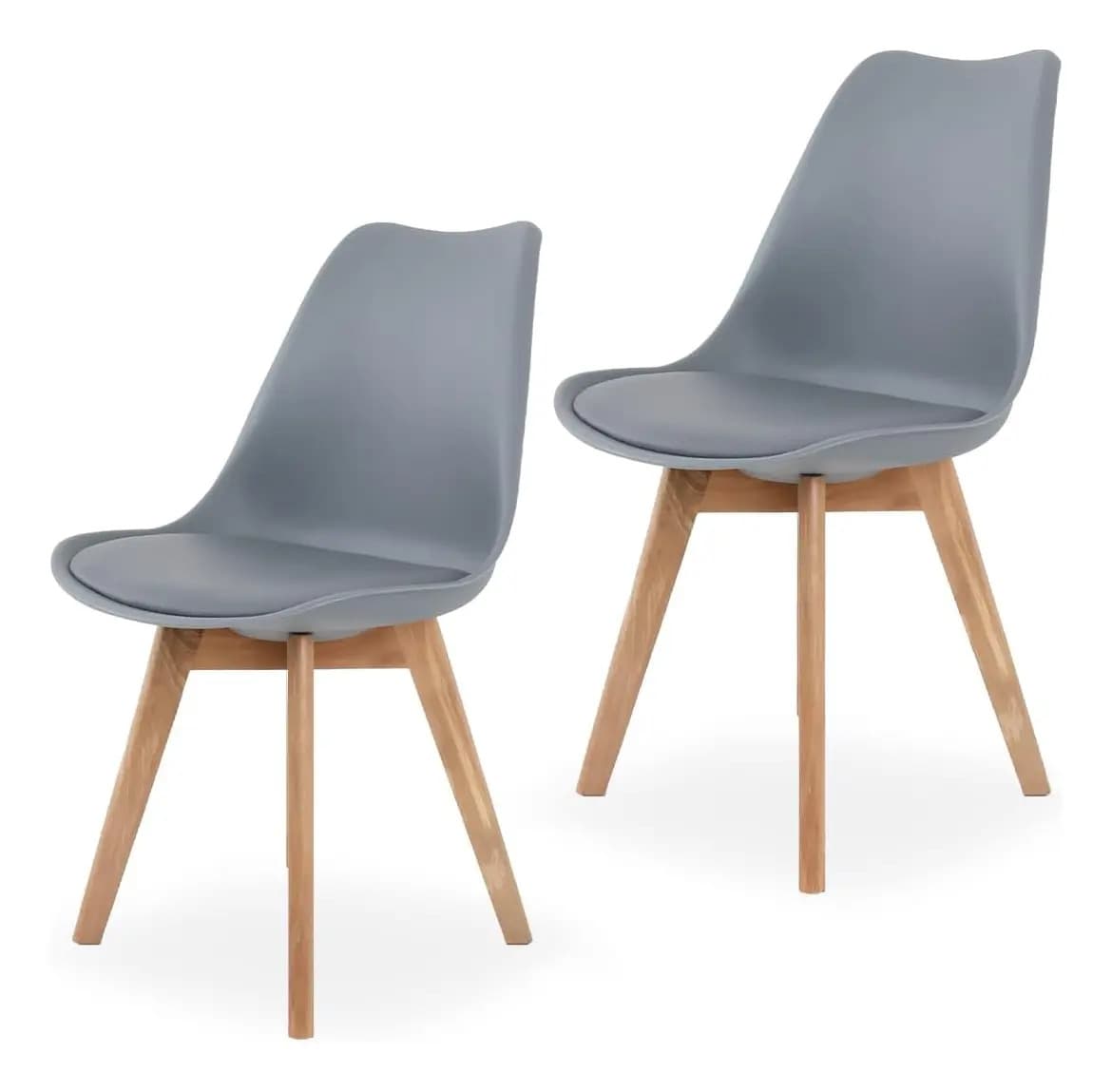 Silla Comedor Acolchada Tulip 2 Pz Gris Madera Minimalista Jolbird