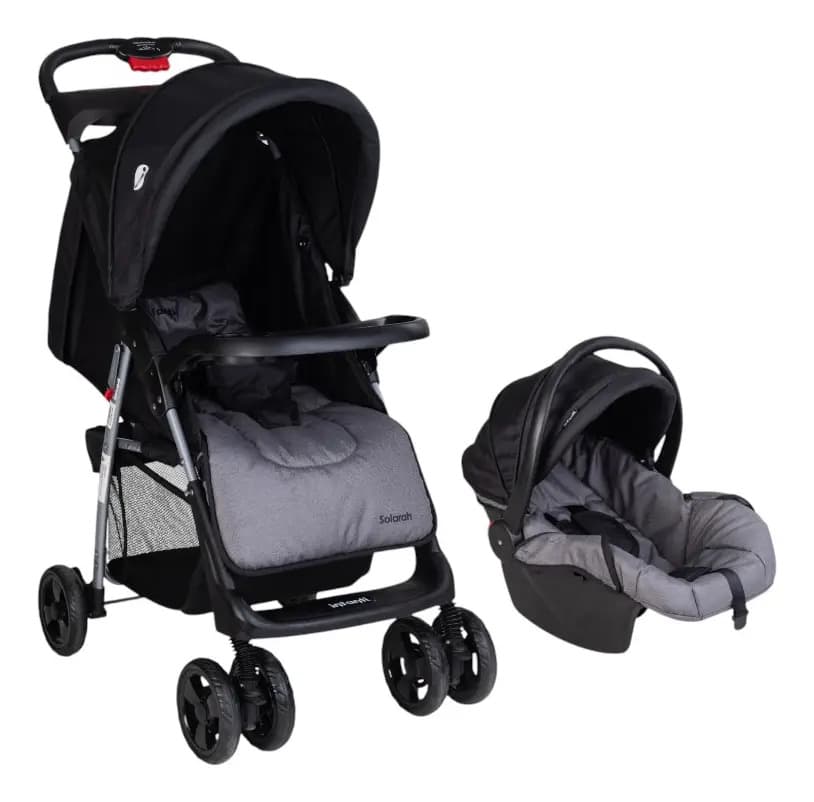 Infanti Carriola Sistema De Viaje Solarah Plegable Con Portabebé Gris Con Negro
