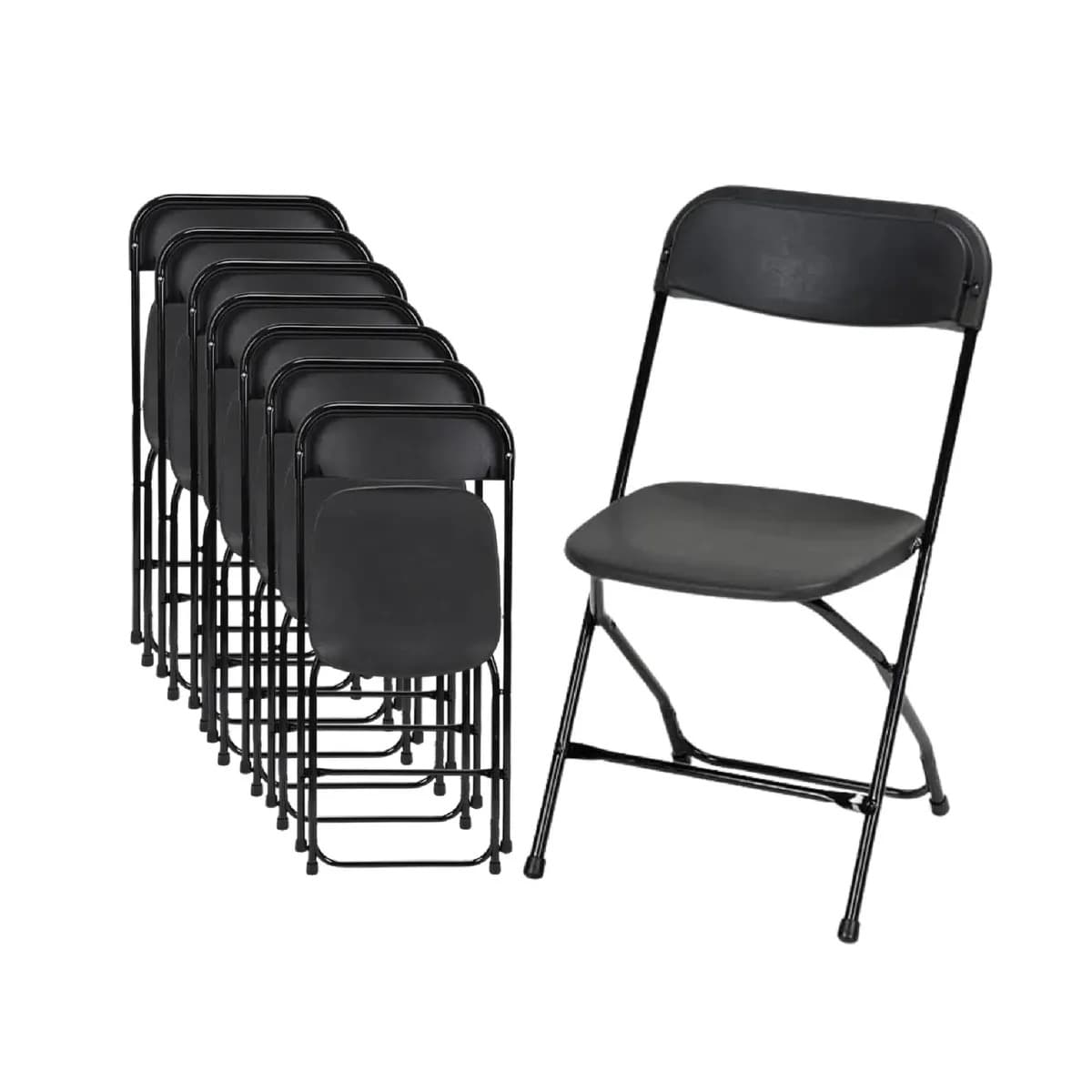 Set 8 Sillas Plegables Plástico Para Eventos Negras