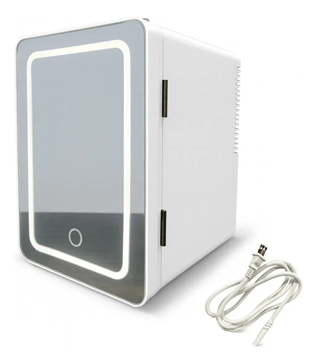 Mini Refrigerador Con Espejo Led Capacidad De 4 L 2 Alturas Blanco