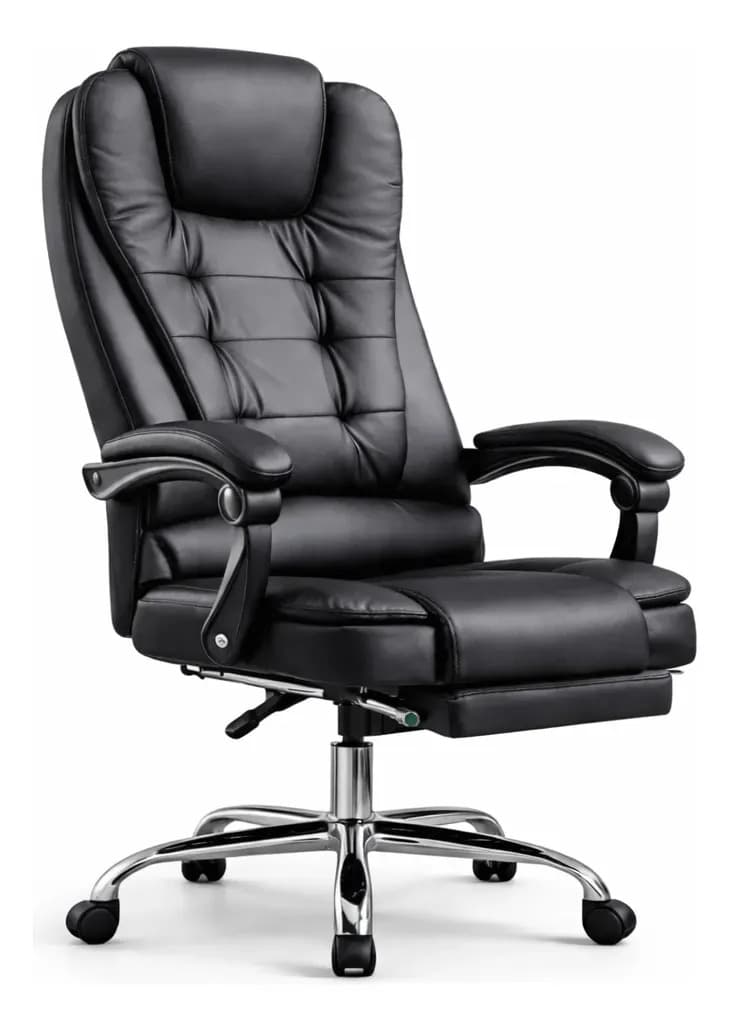 Silla Ejecutiva Ergonómica Masaje Vibración Oficina Ejecutiv Negro Cuero Sintético