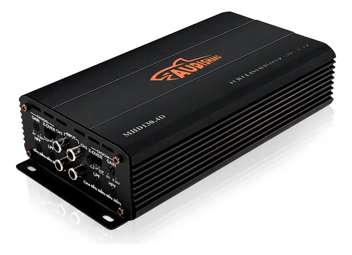 Amplificador De Audio Para Auto 4 Canales Clase D 2400w Audishako Mhd130.4d Para Carro 520w Rms 4 Ohm X 2,max Power:2400w
