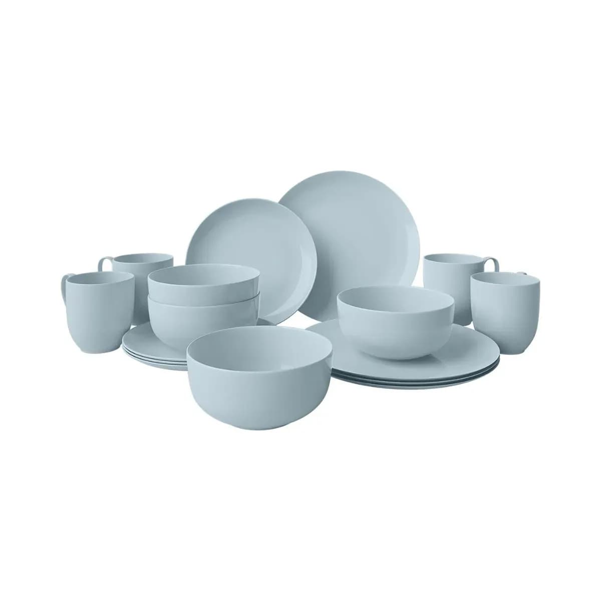 Juego de Vajilla Yoshy Mistlight de Porcelana de Hueso, 16 Piezas en Azul para 4 Personas