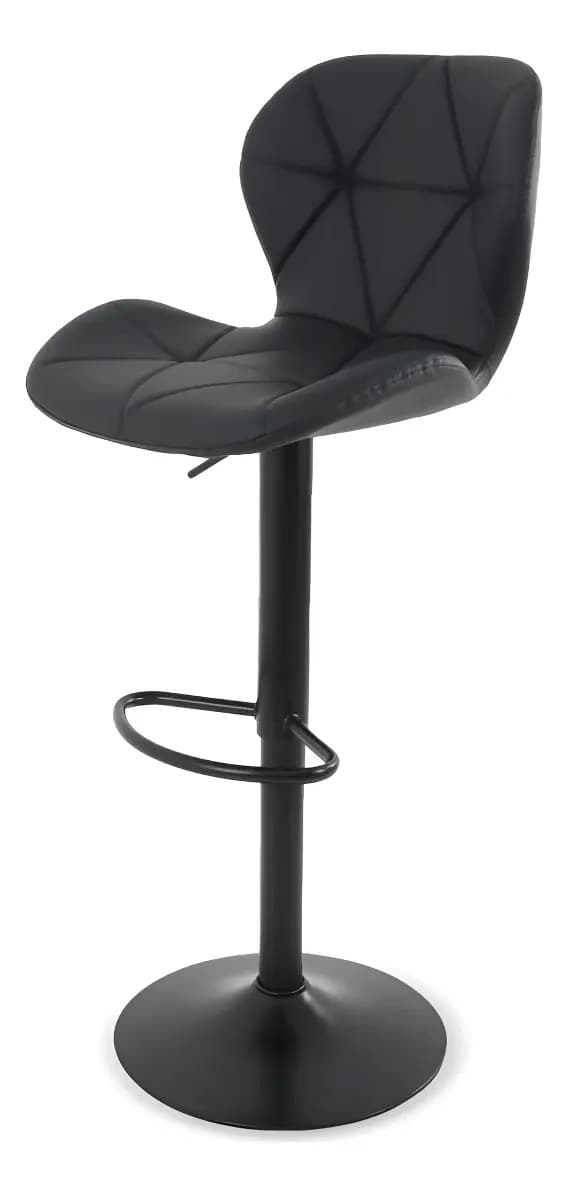 Silla De Bar Y Barra De Cocina Moderno Con Respaldo Set 1 Pz Acabado De La Estructura Negro Color Negro