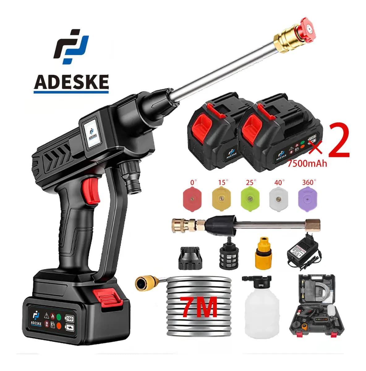 Pistola para hidrolavadoras Adeske A1001B electrica inalambrica y portatil negro