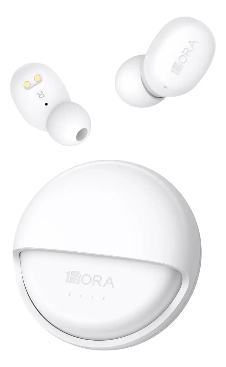 Audífonos 1HORA con Estuche Giratorio, Auriculares Inalámbricos In-ear Manos libres Bluetooth 5.4, 32h Batería Sonido HD 6 Colores y Cable tipo c Blanco
