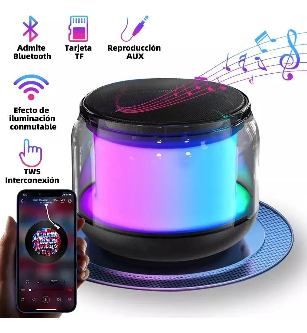 Bocina Bluetooth Inalámbrica Portátil Gamer RGB Mini Altavoz Speaker Subwoofer