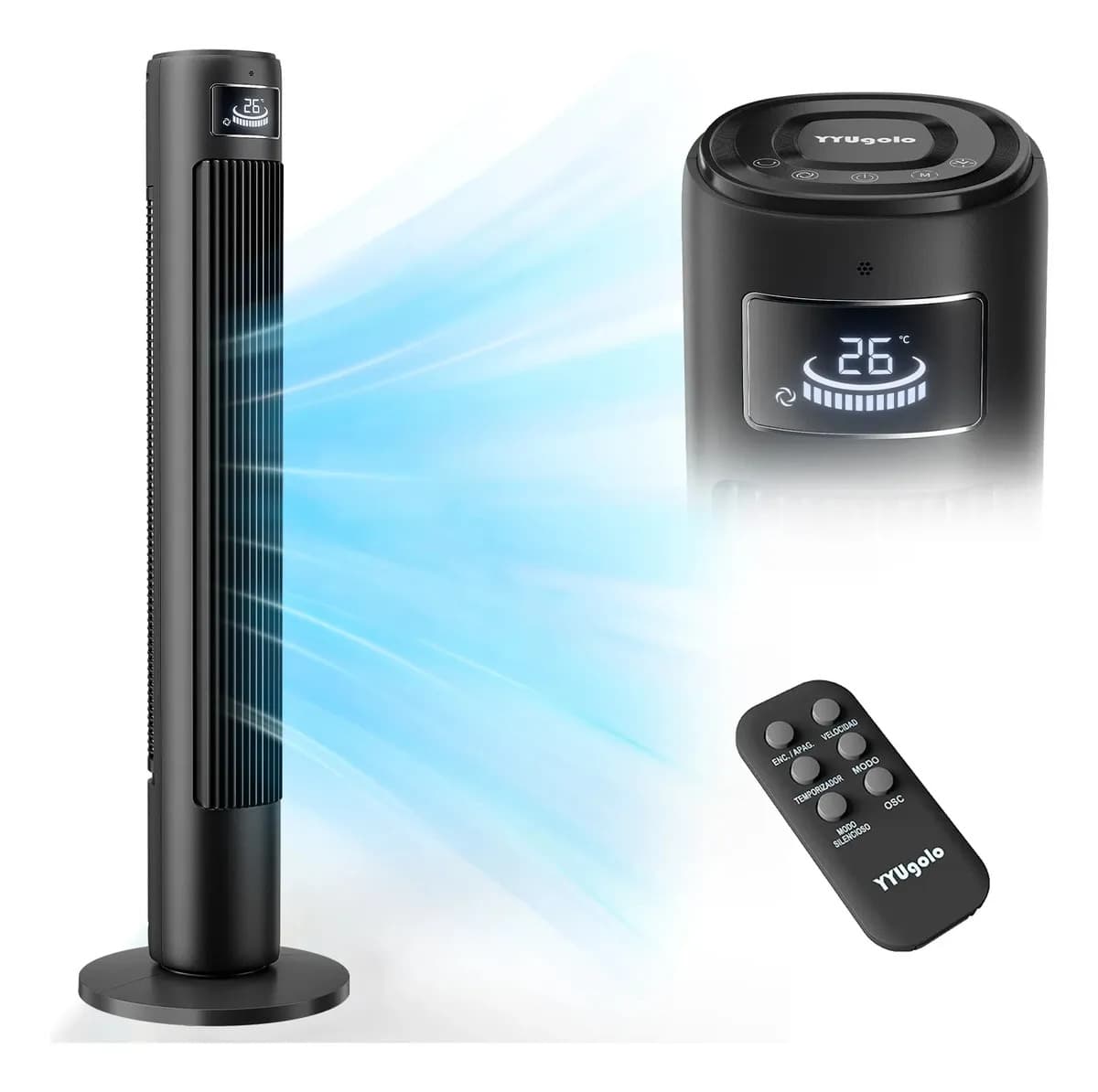 Ventilador De Torre Silencioso Con Control Remoto 127V 60hz 12m/s