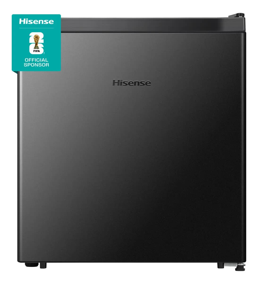 Hisense RR16D6ABX1 Frigobar 1.6 pies cúbicos, Congelador independiente, Termostato ajustable, Estantes para botellas de 2 litros, Ancho 45 cm x Largo 47 cm x Alto 50cm, Color Negro