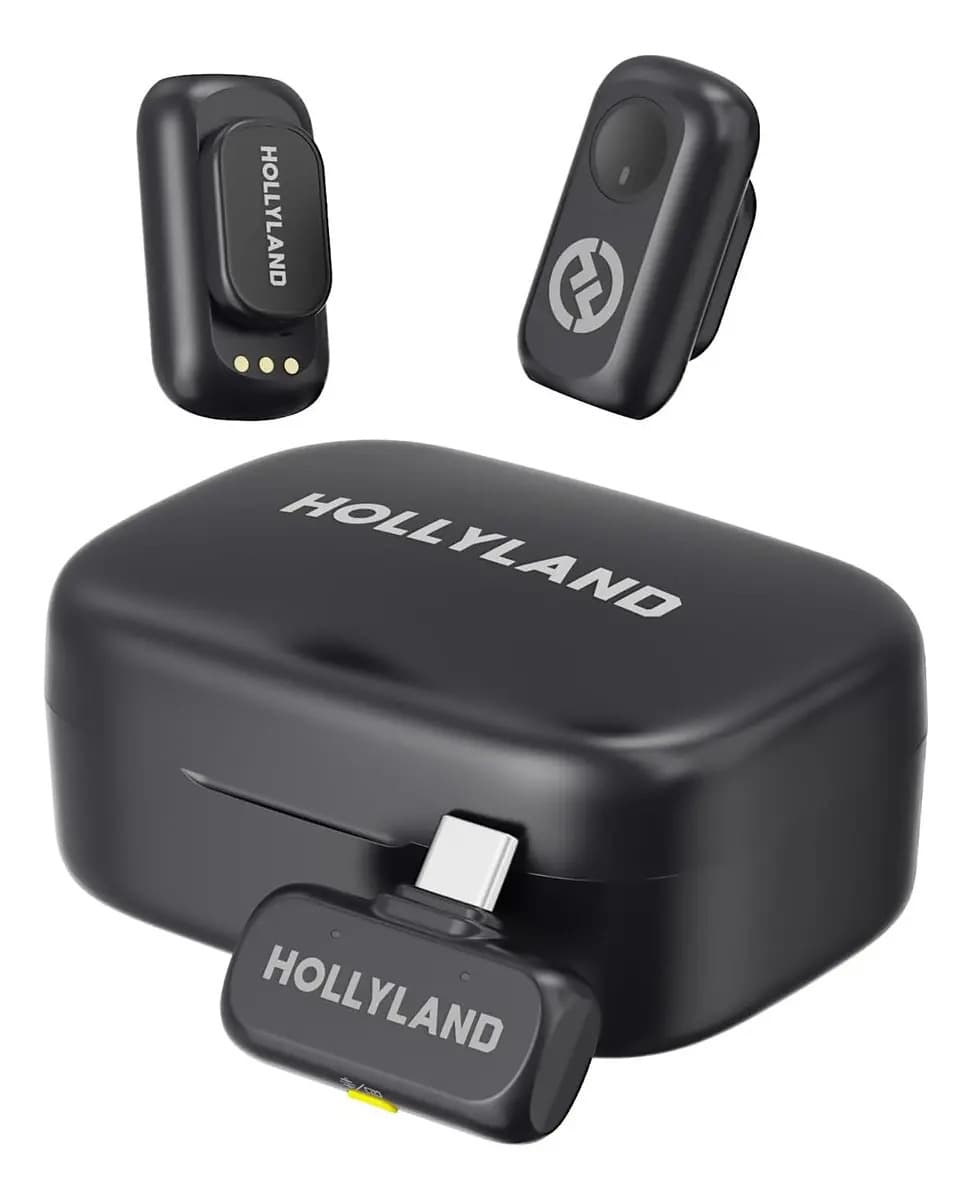 Hollyland Lark A1 Duo Mini Micrófono Inalámbrico Para iPhone 15/16 Y Android 2 Tx + Usb-c Rx Estuche de Carga Micrófono Magnético
