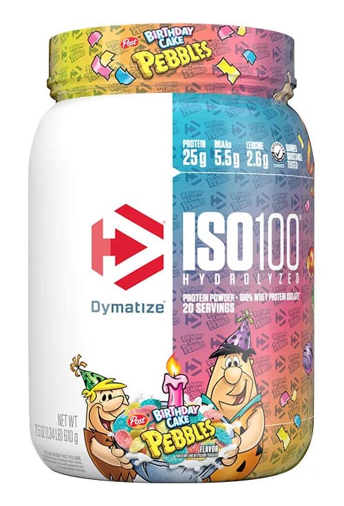 Proteina Iso 100 Dymatize Hidrolizada 610grs Birthday Cake Pebbles De Pastel De Cumpleaños