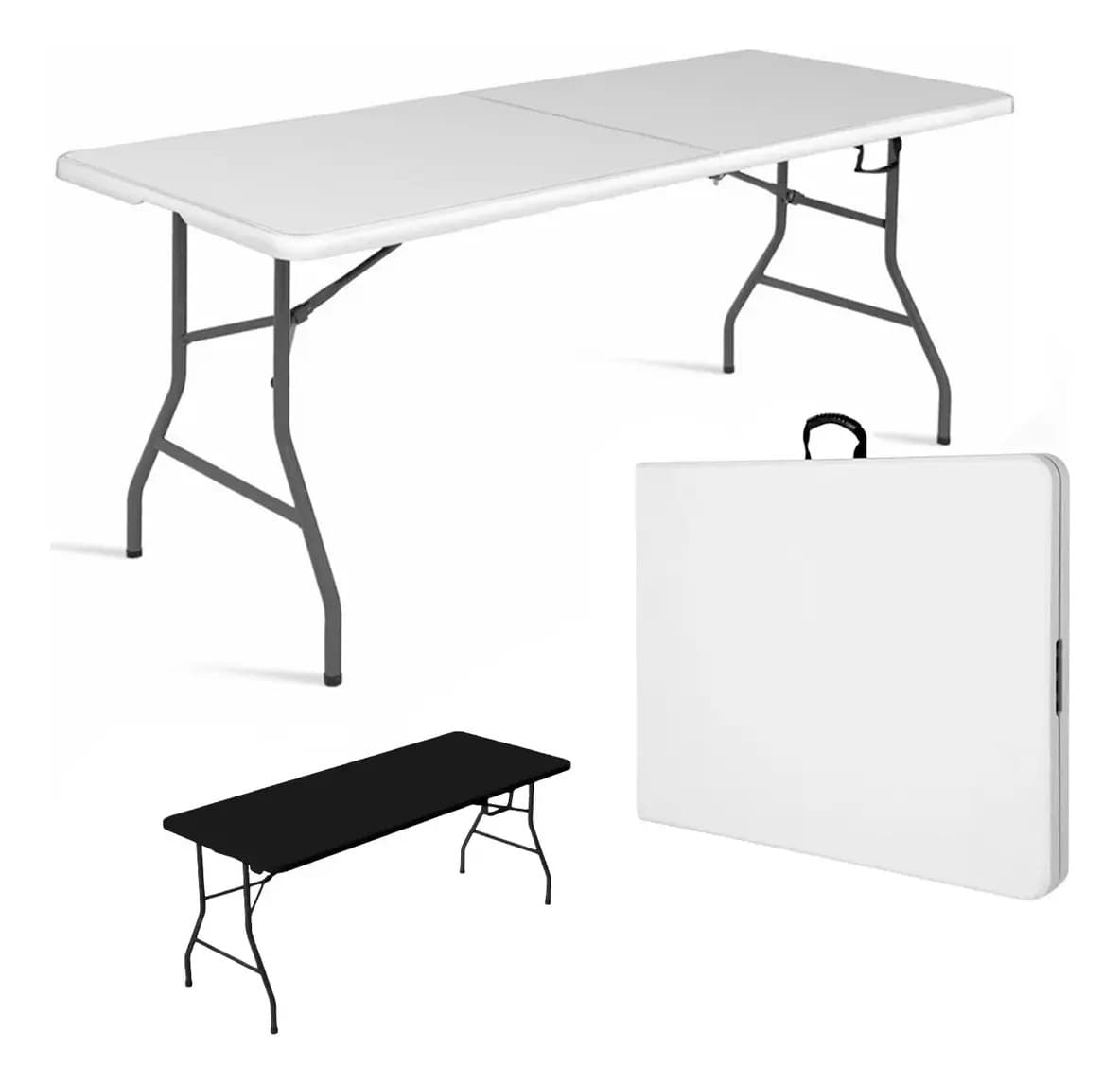 Cuory Mesa Plegable 1.80 Cm Exterior Jardin Tipo Portafolio Plástico Color Blanco Cuo-4726