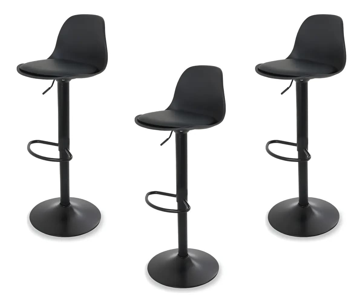 Bancos De Bar Giratorias Para Barra Cocina Restaurante 3 Pz Acabado de la estructura Mate Color Full black