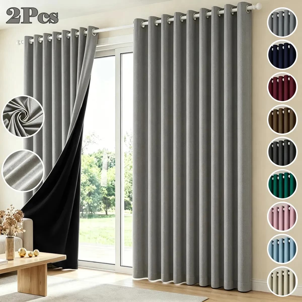 2 Panele Cortinas Blackout Para Para Ventana 264x214cm Habitacion Diseño Moderno Ventanas Decorativas Aislamiento Sala Recamara Térmico Y Reducción De Ruido Tela Impermeable Gris Artrolin