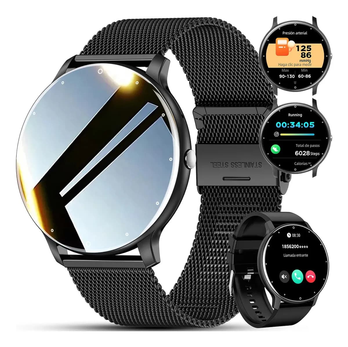 Smartwatch hombre mujer relojes inteligente Zl02CPRO Display De 1.28 Con Correa Color Negro Relojes inteligente hombre