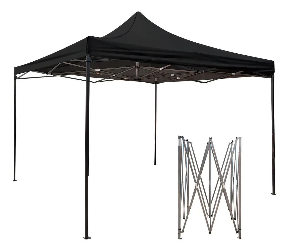 Carpa Toldo Plegable Todostore 3 X 3 Metros Para Jardín Estructura Reforzada Con Lona Impermeable Color Negro