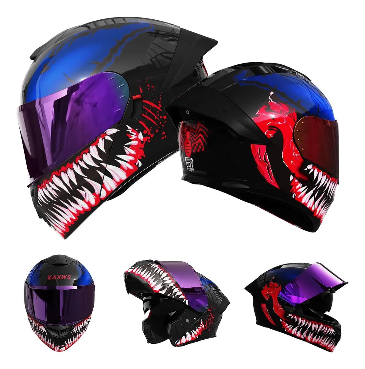 Casco Modular Kaxws DOT para Moto con Visor Doble y Forro Lavable