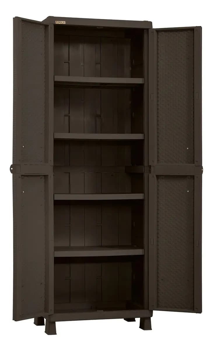 Armario Exterior Rimax de Plástico Rattan Wengue para Jardín y Patio