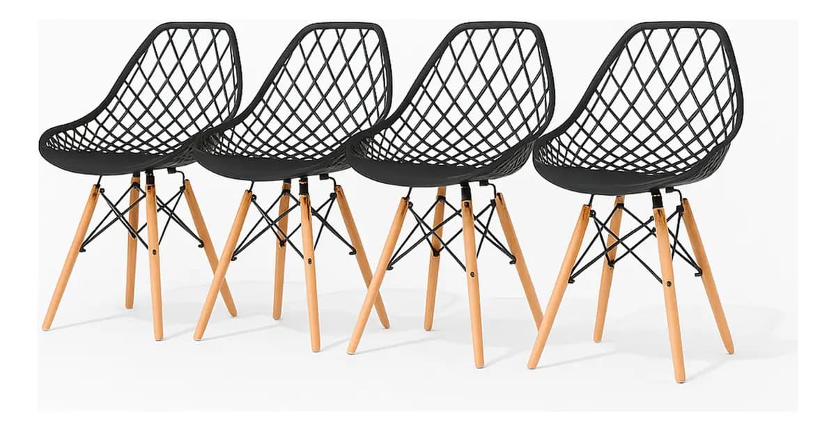 Set 4 Sillas Eames Mundo In Vento Comedor Color de la estructura de la silla Negro