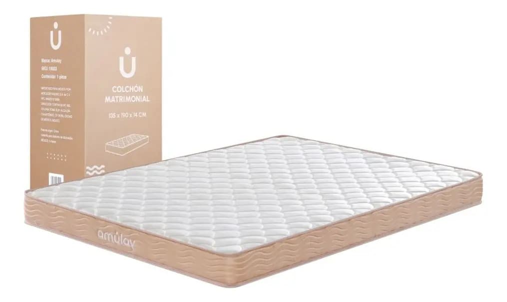 Colchón Ergonómico Matrimonial 2 Plazas 135 X 190 X 14cm Espuma Firme