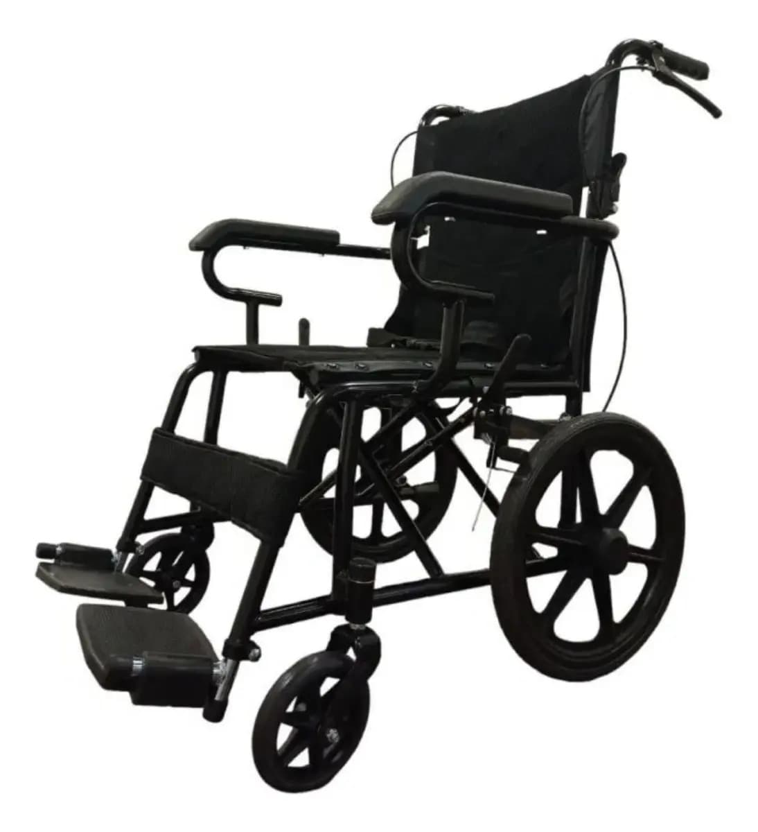 Silla De Ruedas Traslado Plegable Todo Terreno Portátil Color Negro