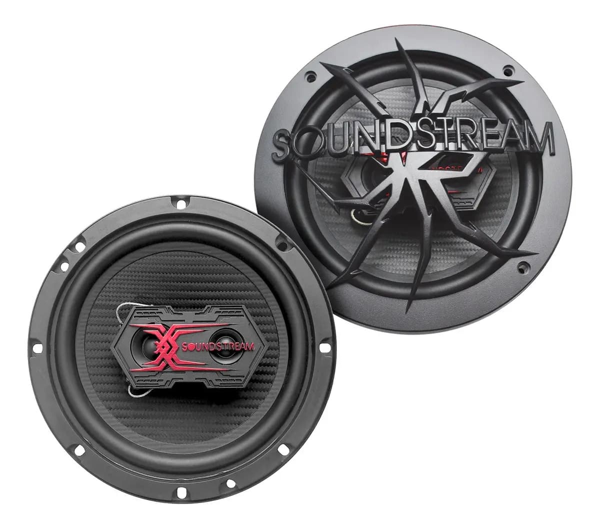 Bocinas Para Auto 6.5 Fibra Carbono 3 Vías Wnr Soundstream Color Negro