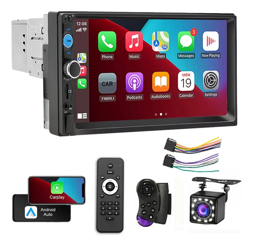 1 Din Estéreo Para Auto Carplay/mirrorlink 7in Con Cámara