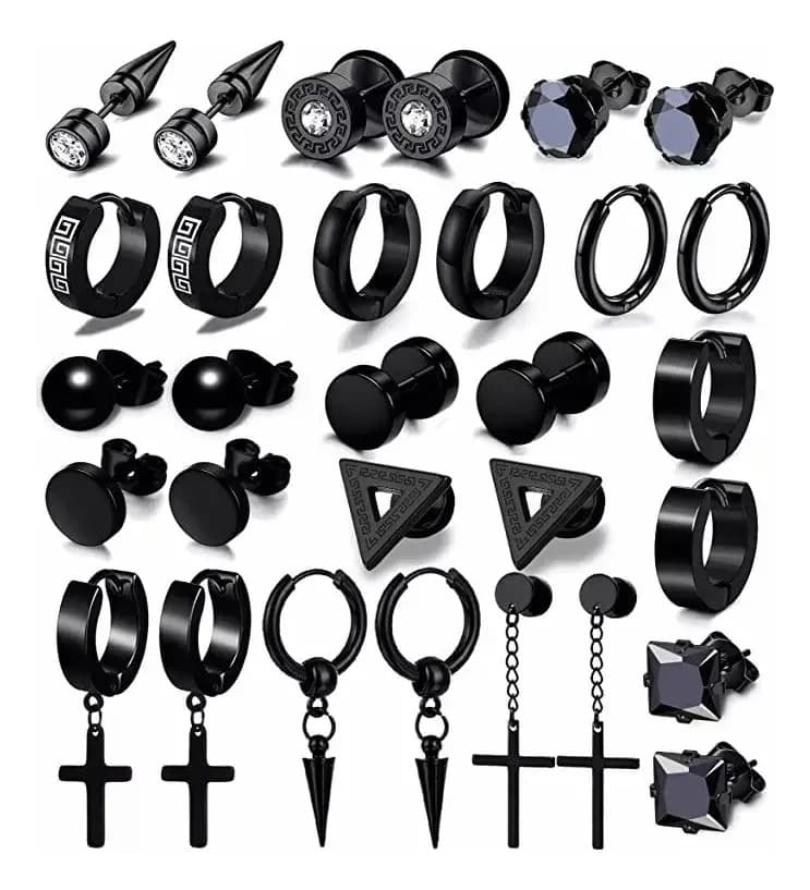 15pares Aretes Hombre Piercing Pendientes Arracada Set Acero Inoxidable DAIWEIYOX