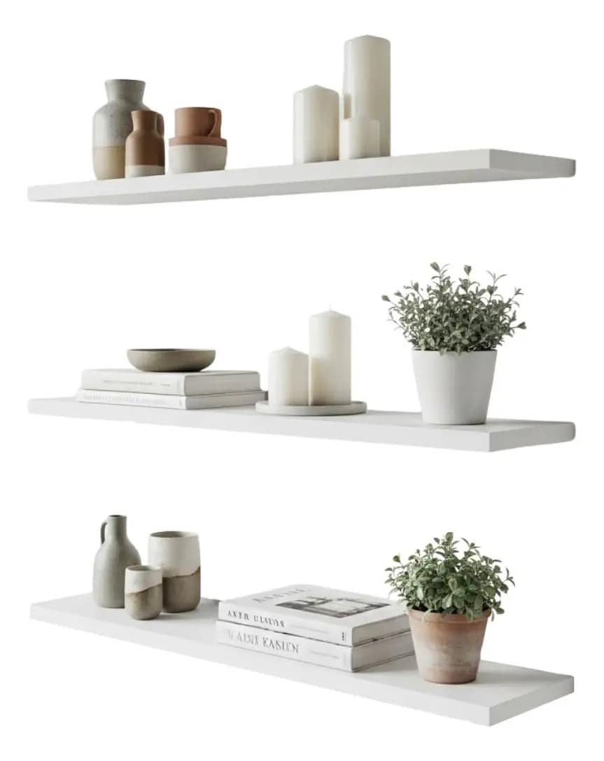 Repisas Flotantes Arad Set De 3 Modernas 50 X 15 Cm, Blanco Frosty