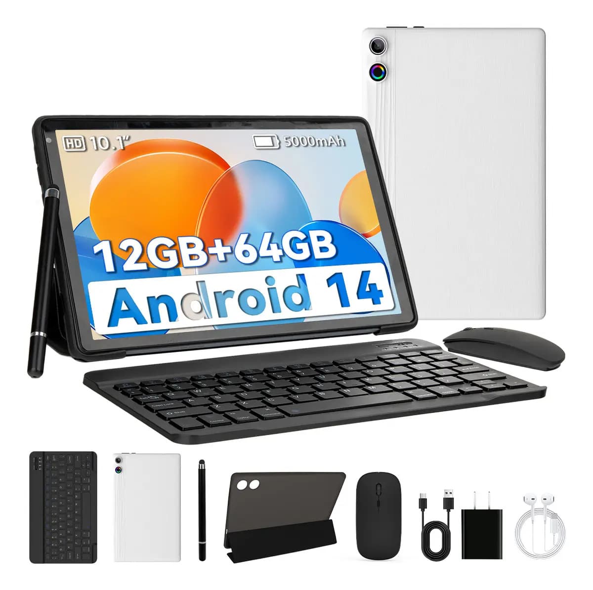 Tablet Hyjoy 10.1 12gb+64gb Wifi 6 Tf(max 1t) Con Funda Color Blanco