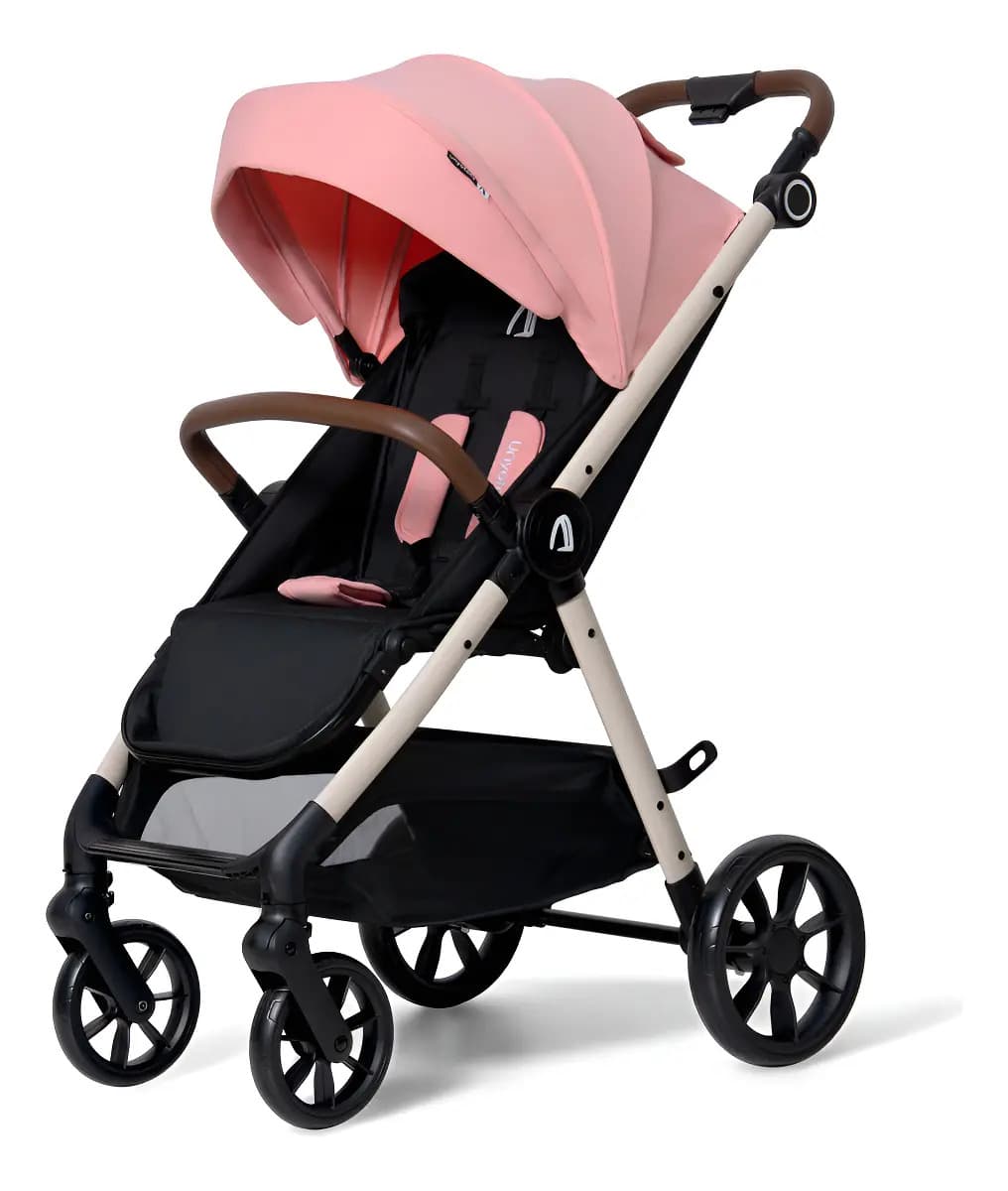 Carriola De Bebe Premium Ultra Compacta Plegable Ligera Color Rosa Estructura Blanco