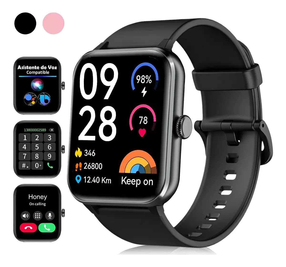Smartwatch FeipuQu FPR50 Negro 1.85" Resistente al Agua IP68 con Monitoreo Salúd