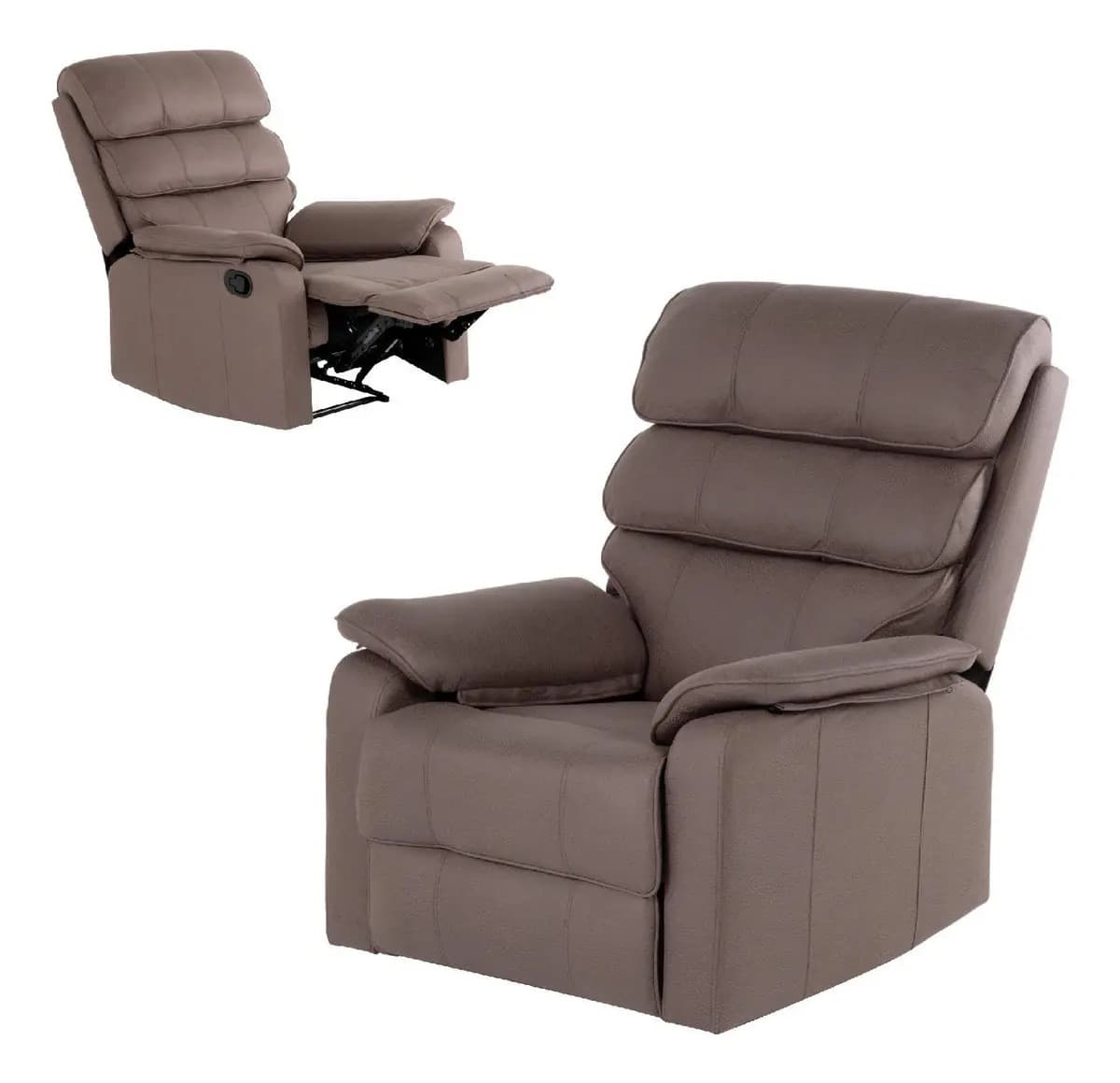 Sillón Individual Reclinable De Tela Sofá Reposet Manual Sillón Para Sala Moderno Beige Kingshouse Sofaluxe